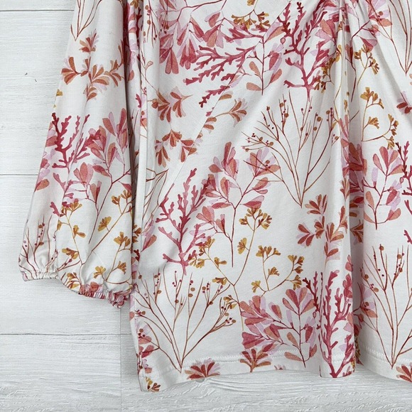 Garnet Hill 2 pc Pajama Set Shirt & Shorts Women Large Pink Floral Cotton Tencel - Picture 4 of 15